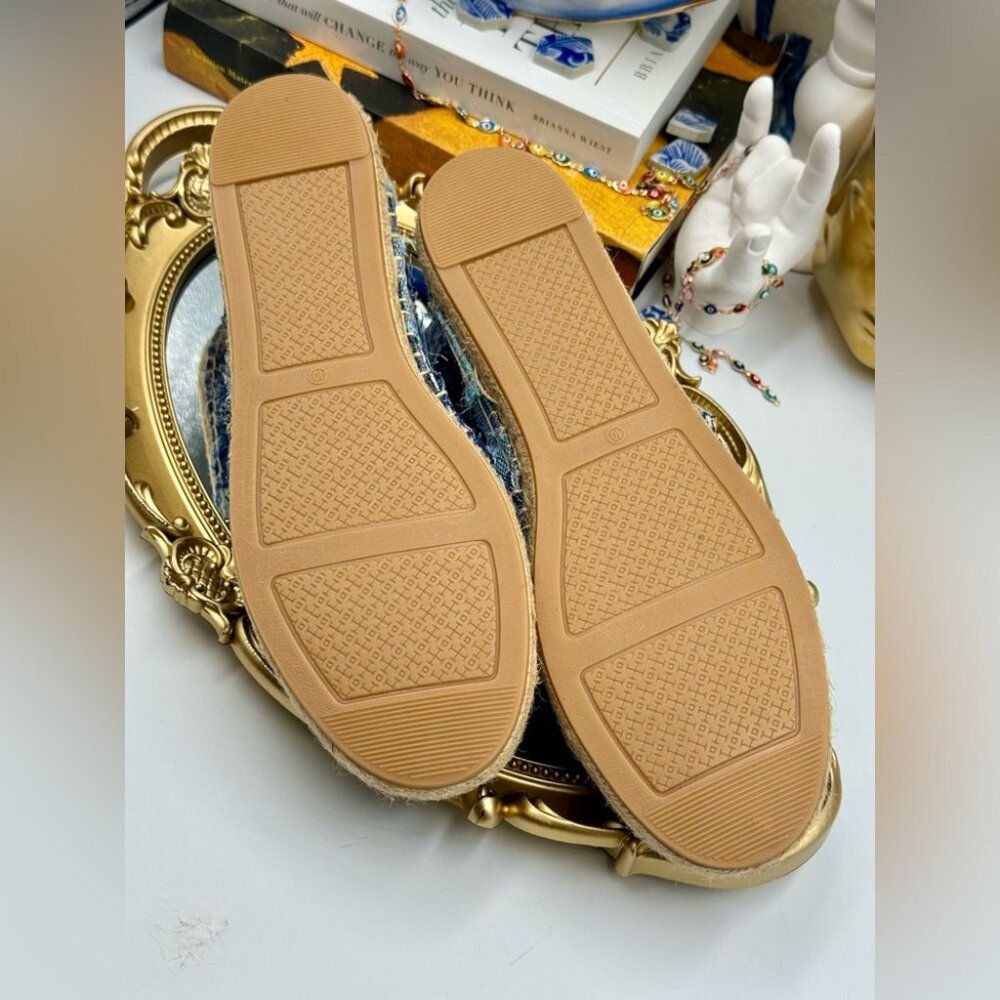 🆕 TORY BURCH 🧿 NWOB Colourblock Frayed Denim Espadrilles, Sz US 10 - Picture 12 of 16